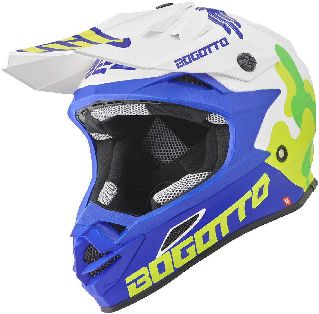 Bogotto V328 Camo Fiberglas weiß/blau Motorradhelme