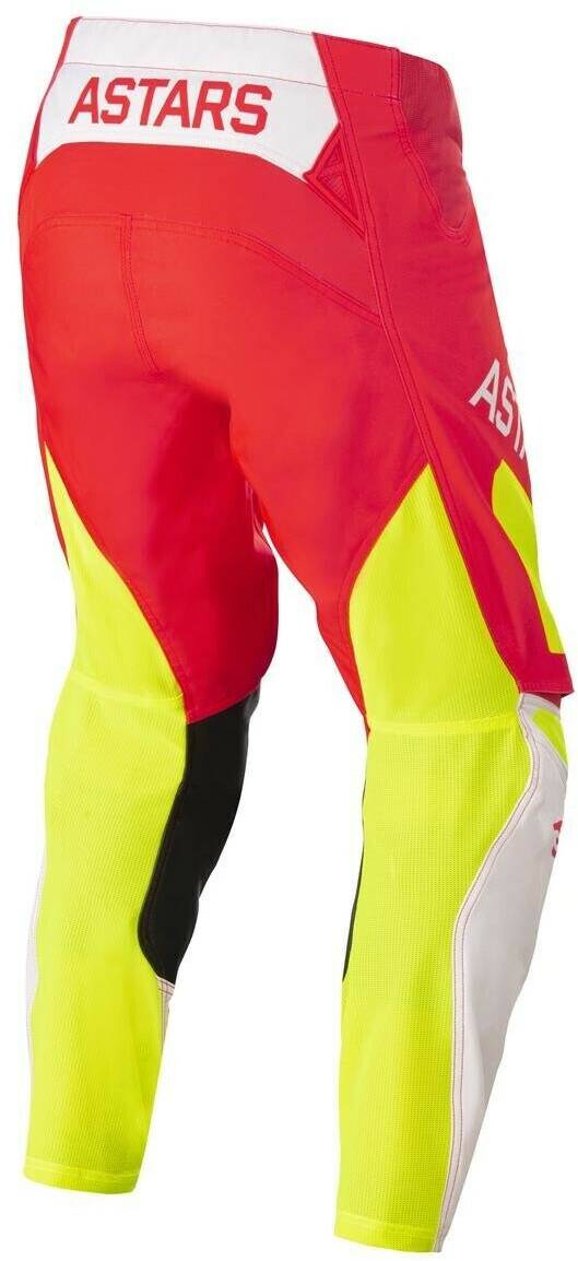 Motorradhosen Alpinestars Techstar Factory S21 Hoseweiß/neon-rot/neon-gelb