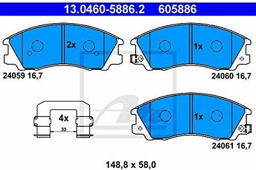 Auto-Bremsanlagen ATE Bremsbeläge mit Zubehör vorne für Hyundai Terracan (13.0460-5886.2)