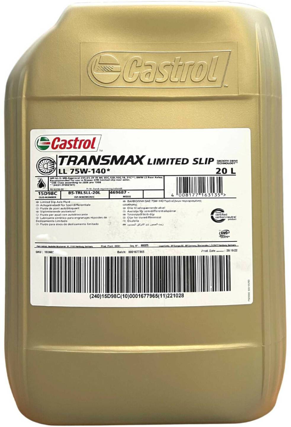 Castrol Transmax Limited Slip 75W-140 LL (20 l) Getriebeöle