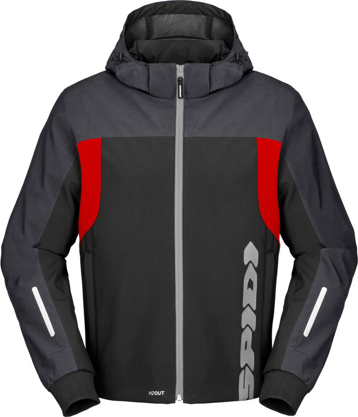 Spidi Hoodie II H2Out Jacketblack/grey/red Motorradjacken