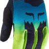 Fox 180 Flora Damen schwarz/blau/gelb Motorradhandschuhe