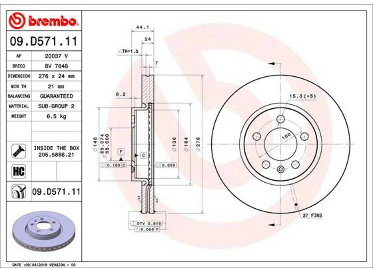 Brembo 09.D571.11 Auto-Bremsanlagen