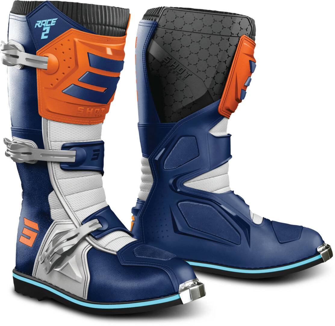 Motorradstiefel Shot Race 2 Kidblue/white/orange