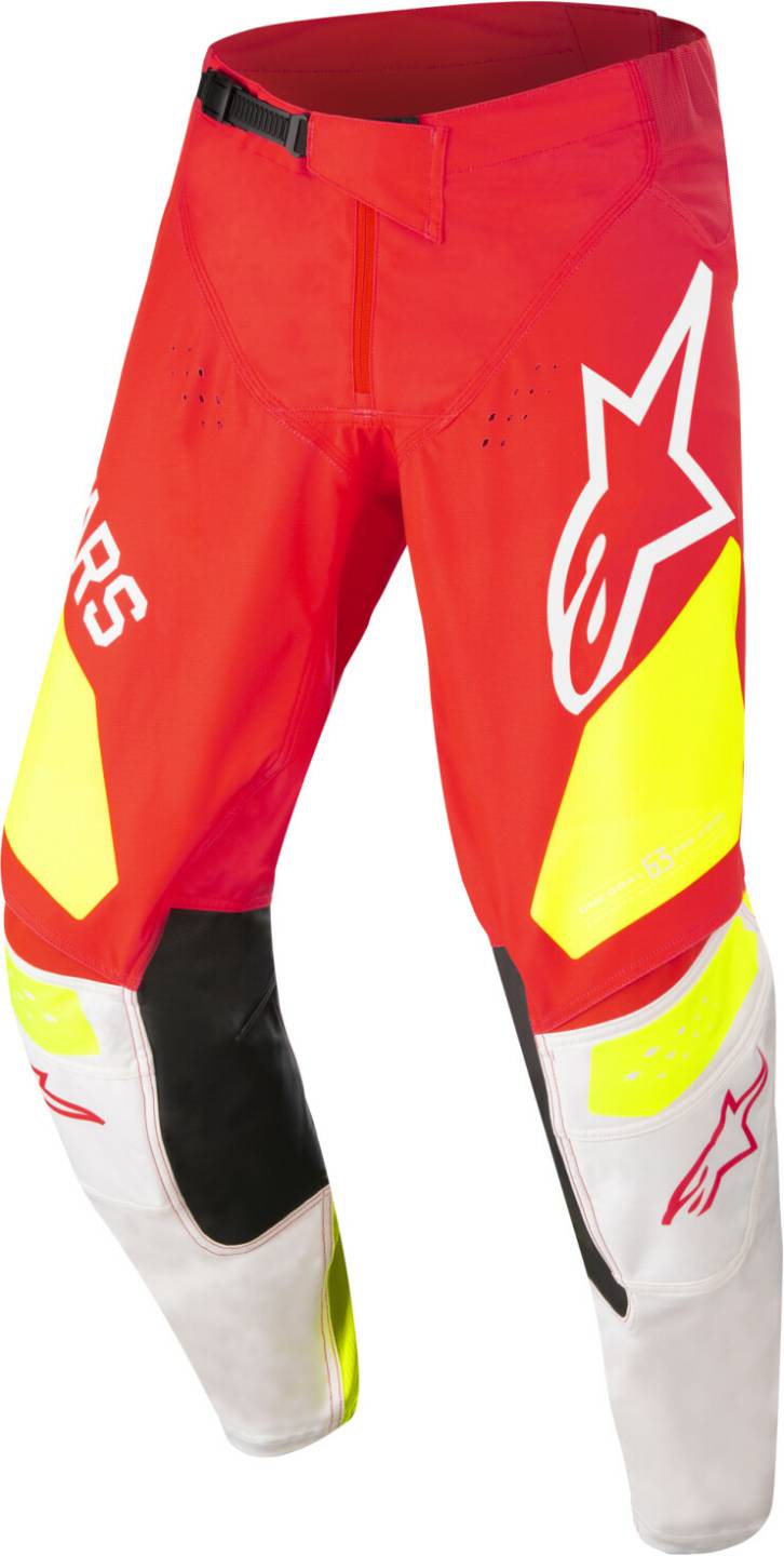 Motorradhosen Alpinestars Techstar Factory S21 Hoseweiß/neon-rot/neon-gelb